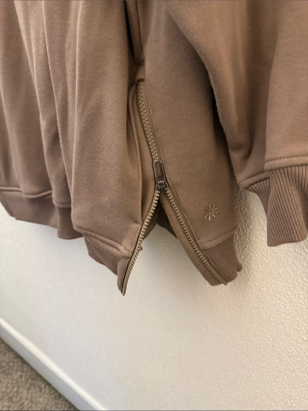 Athleta Quarter-Zip Sweatshirt in Taupe Brown - Picture 2 of 3